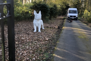 Opkuisen bladeren en wegvoeren met groenafvalcontainer